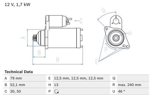 Bosch starter 12v for seat - bosch,
